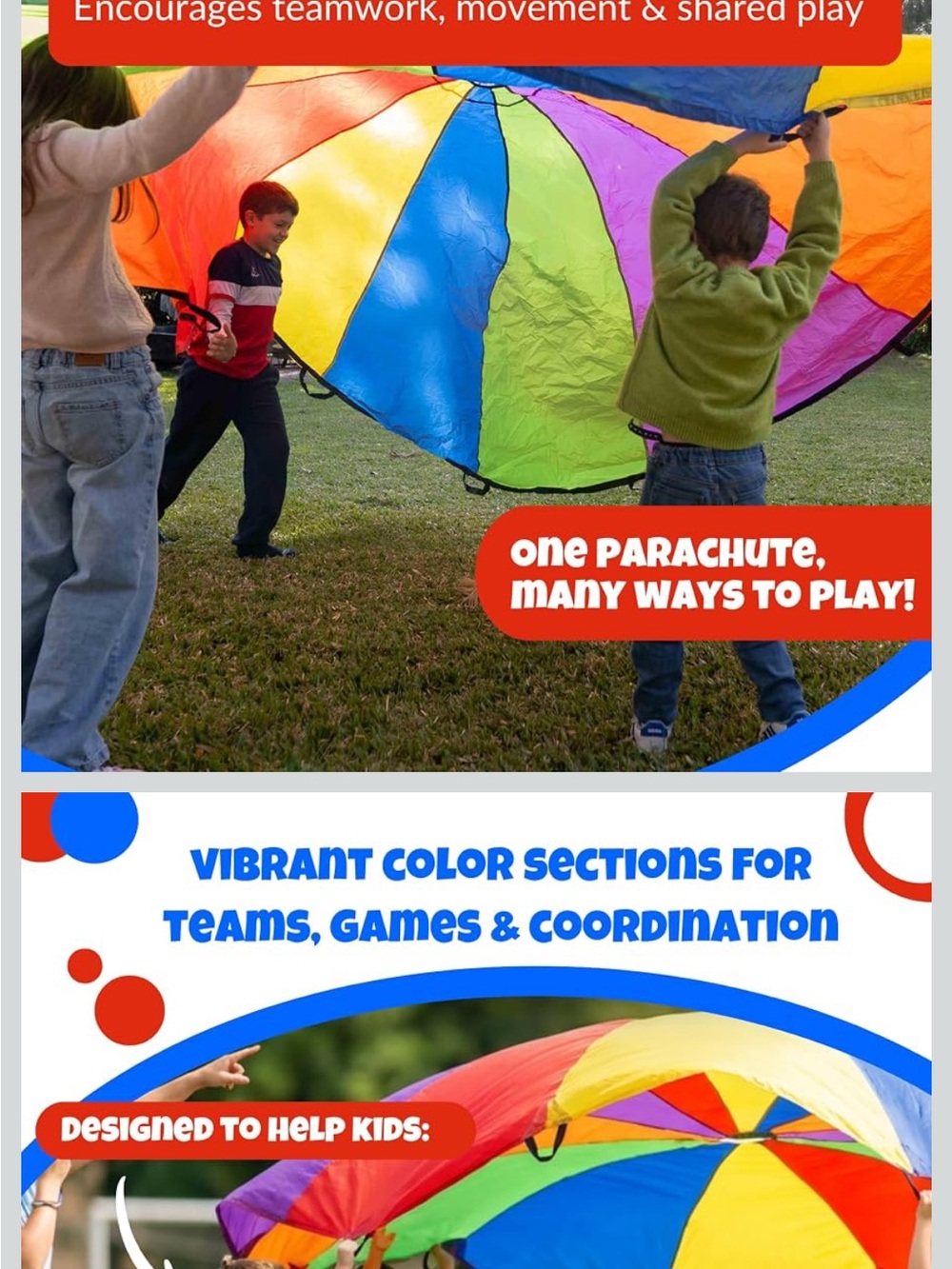 New! 12 ft. Multicolor Kids Play Parachute